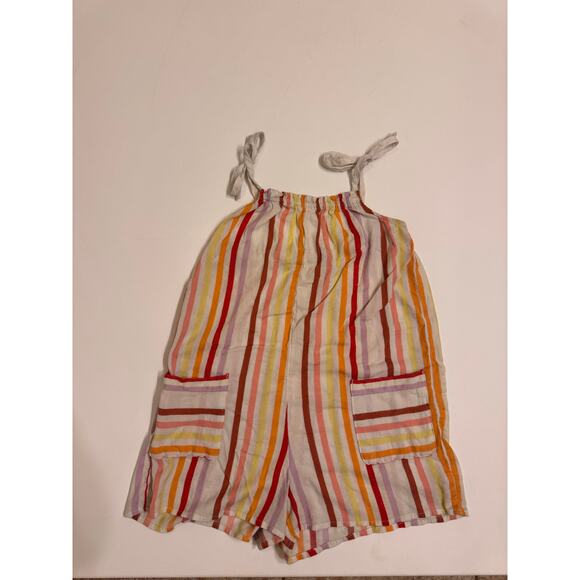 Aerie Women's Striped Romper Tie Shoulder Orange/Pink/Yellow Size XS Unlined - Picture 1 of 5